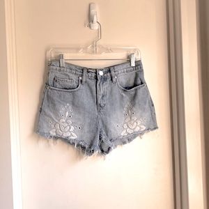 Chelsea & Violet Blue Jean Embroidered Shorts
